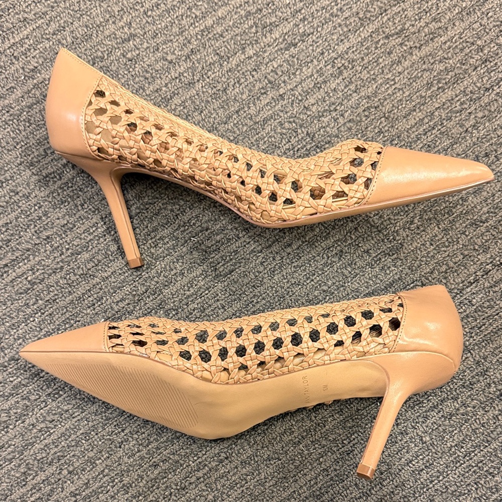 Ann Taylor Beige Woven Leather Heels - Picture 3 of 4